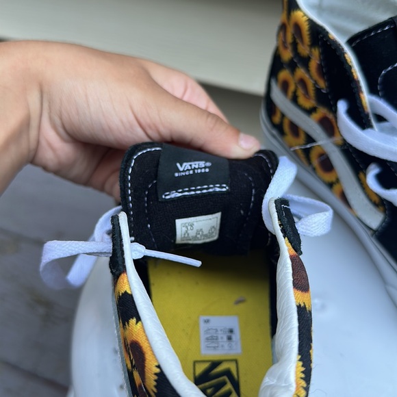 Vans Sunflower yellow and black high top sneaker girls kids size 3 - Picture 7 of 13